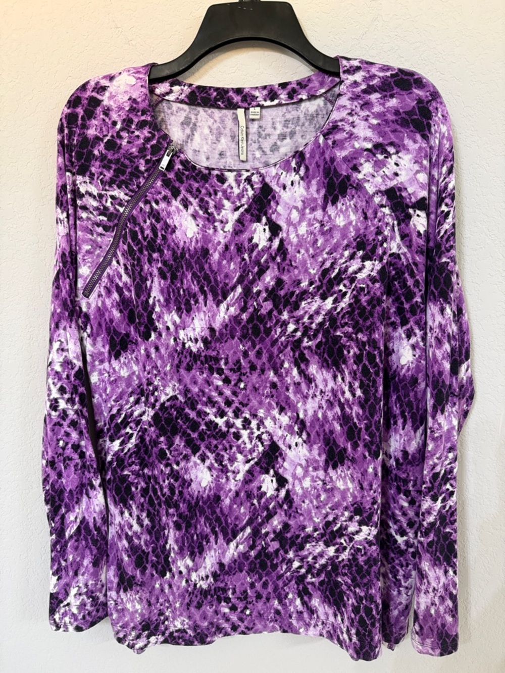 Calvin Klein Jeans Purple Snakeskin Print Knit Top